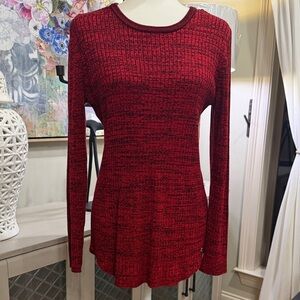 Calvin Klein Red Long Sleeve Knit Sweater Large